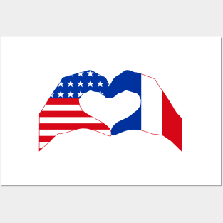 We Heart USA & France Patriot Flag Series Posters and Art